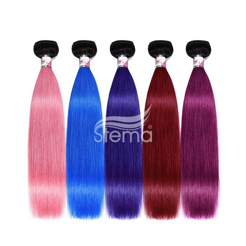 Human Hair Weaves 1b Hot Pink Blue Medium Purple Purple Dark Red