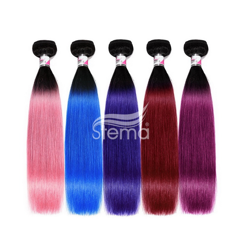 Human Hair Weaves Hot Pink Blue Medium Purple Purple Dark Red